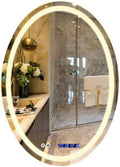 Oval LED Bathroom Mirror Wall Makeup Mirrors Shaving Mirror with Lights and Demister Pad Time Display (Color : Warm Light Size : 600 * 800mm) (Warm Light 500 * 700mm)