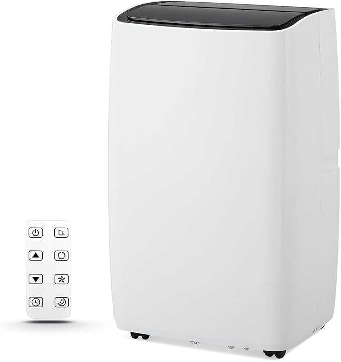 Portable Air Conditioners, 12000 BTU Portable AC for Rooms Up to 550 Sq.Ft. 3-In-1 Portable AC with Fast Cooling, Dehumidifier & Three Speed Fan, 24H Timer/Remote Control/Ultra Quiet, Black Top
