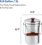 Vatya Stainless Steel Kitchen Compost Bin - NO Filter Countertop Composter, Composting Bucket, Counter Top Small Indoor Food Waste Container with Lid, Odorless Food Scrap Pail, Large 0.8 Gallon