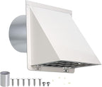 4 Inch Dryer Vent Cover Outside with Mesh and Damper,Wall Vent Exhaust Vent Cover,4" Metal Dryer Vent Cover Outdoor,Exterior Dryer Vent Hood Outlet Cap for Laundry Dryer Range Hood AC Air Vent,White