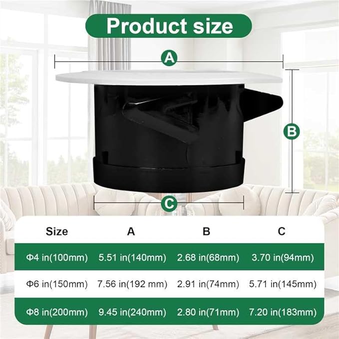 Soffit Vents 8 Inch, Round Exhaust Air Vent Cover with Built-in Fly Screen for Bathroom Kithchen Office Home, White 1P