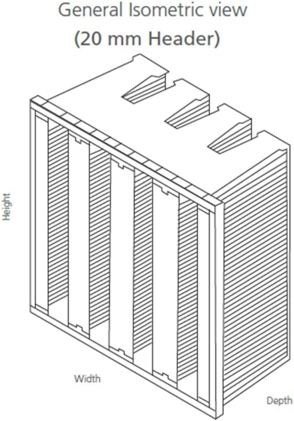 Synthetic Mini Pleat Rigid V-Bank Air Filter 24x20x12 (4V) – MERV 15 ASHRAE 52.2 High-Efficiency HVAC Filter for Commercial, Industrial, Hopsitals & Cleanroom Use