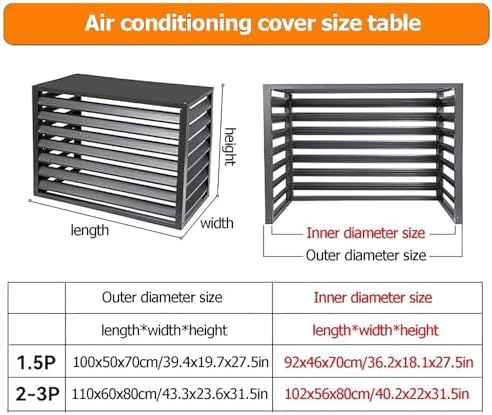 Outdoor Air Conditioner Cover Aluminum Decorative Fence Privacy Screen Protective Grilles for Heat Pumps Trash Can Enclosure Flower Stand Perfect for Concealing (Gray 110x60x80cm)