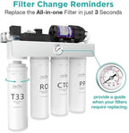 SimPure T1-400UV Tankless Reverse Osmosis System with UV, NSF/ANSI 58 Certified, Under Sink RO Water Filter System 400 GPD, 8 Stage Filtration Near 0 TDS, Built-in Pump, BPA Free, 1.5:1 Pure to Drain