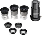 Complete Telescope Eyepiece Set - Multi-Coated Optics - 1.25 inch Eyepiece Set with 4mm, 10mm, 20mm Lenses, 5X Barlow Lens, 2 Moon Filters, 2 Polarizing Filters