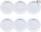 VENTS-US - 4" White Round Plastic Vent Cover with Built-in Insect Screen Mesh and Flange for Air Supply or Exhaust Air Applications - Compatible with 4 Inch Diameter Ducts (6-Pack)