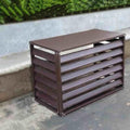 Outdoor Air Conditioner Cover Aluminum Decorative Fence Privacy Screen Protective Grilles for Heat Pumps Trash Can Enclosure Flower Stand Perfect for Concealing (Brown 110x60x80cm)