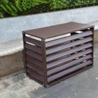 Outdoor Air Conditioner Cover Aluminum Decorative Fence Privacy Screen Protective Grilles for Heat Pumps Trash Can Enclosure Flower Stand Perfect for Concealing (Brown 100x50x70cm)