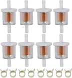 Tvent 1/4" Fuel Filter 691035 493629 for brigs and straton with Fuel line Camp Replacement for Kawsaki 49019-0027 49019-7001 845125 Motorcycle Motor Lawn Tractor Mower (Pack of 8)