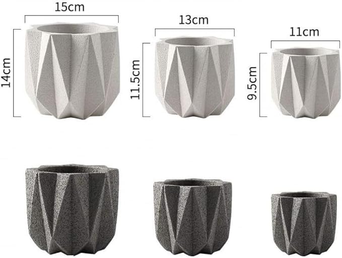 Outdoor Succulent Plantpot Cactus Plant Container Cement Flowerpot Container Modern Simple Planter Flower Vase Meat Plant Cement Container Concrete Flower Plant (Gray1 13cm*11.5cm) (Gray2 13cm*11.5cm)
