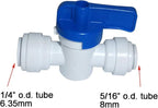 Food-Grade Quick Connector Push-In Tube Fitting,5/16" to 1/4" O.D. Reducing Shut Off Valve for Reverse Osmosis Water Filter Purifier (Pack of 10)