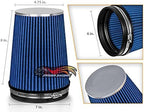 BLUE 6" 152 mm Inlet Truck Air Cone Replacement Performance Washable Clamp-On Dry Air Filter (8" Tall)