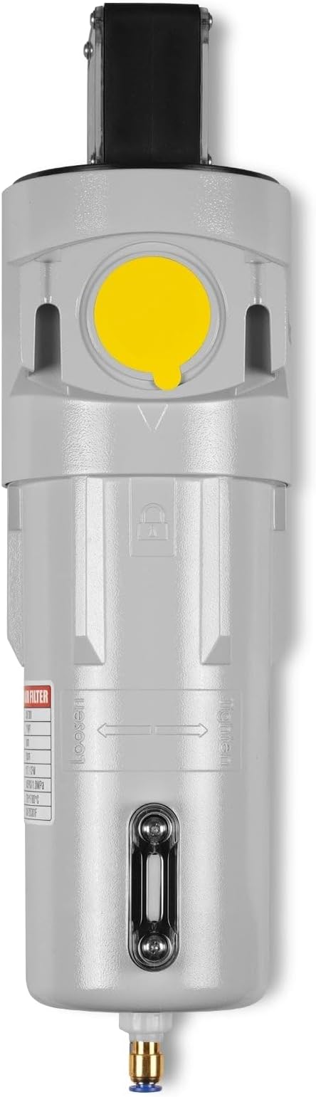 127 CFM Compressed Air Oil-Water Separator Precision Filter,1μm,Oil Content 1ppm, With Auto Drain, Pressure Gauge,Recommended for use with M30AC230,M30AC460,Model CAF301
