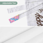 Grey Easter Tie Up Valance Curtains for Windows, Kitchen Curtains Window Shades, Spring Cartoon Bunny Colorful Eggs Wood Grain Light Filtering Roman Curtain Valances for Bedroom/Bathroom/Cafe 42"x18"