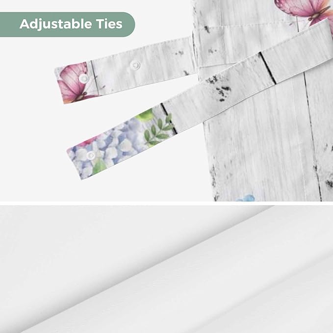 Spring Tie Up Valance Curtains for Windows, Kitchen Curtains Window Shades, Bicycles Botanical Rose Leaves Butterfly Wood Grain Light Filtering Roman Curtain Valances for Bedroom/Bathroom/Cafe 42"x12"