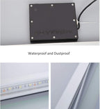 Rectangle Bathroom Mirror with Lights Touch Control Switch Demister Pad,3 Color Lighting Modes