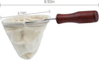 AUEAR, Wooden Handle Coffee Filter Reusable Cafe Flannel Cloth Bag Sock Strainer