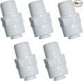 YZM Straight Male Thread Adapter 1/4" Male x 1/4" OD Tube Quick Connector,for Water Purifiers Filters Reverse Osmosis Systems,5 pcs.