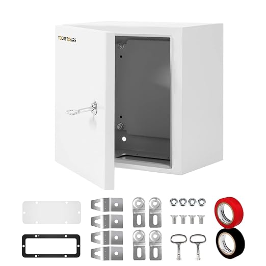 Outdoor Electrical Box, Steel Junction Box 12 x 12 x 8'', NEMA 4X Electrical Enclosure Box IP66 Waterproof & Dustproof, Universal Electrical Project Box with Lock & Mounting Plate