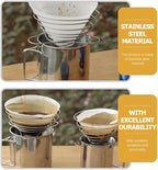 Cabilock Foldable Stainless Steel Coffee Filter Dripper Portable Cone Funnel Reusable Accessory Compact Coffee Maker Filter for Daily Household Use