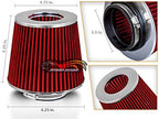RED 3.5" 89 mm Inlet Cold Air INTAKE Cone Replacement Performance Washable Clamp-On Dry Air Filter