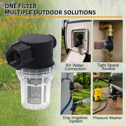 GIEX 60 Mesh Garden Hose Filter with Quick Connect, 3/4" GHT Thread Sediment Trap for Pool and Water Tank Pre-Filtration