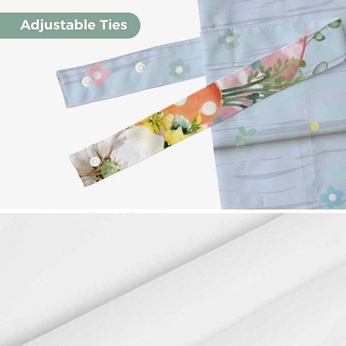 Spring Easter Tie Up Valance Curtains for Windows, Kitchen Curtains Window Shades, Rabbit Ears Foot Colorful Eggs Wooden Plank Light Filtering Roman Curtain Valances for Bedroom/Bathroom/Cafe 54"x18"
