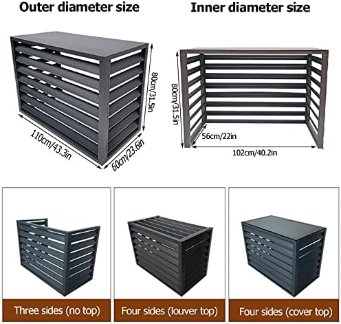 Aluminum Air Conditioner Cover, Privacy Fence Screen, Outdoor Condenser Protective Cover, Freestanding Louvered Space Divider, Trash Can Enclosure & Flower Stand, Suitable for Outdoo