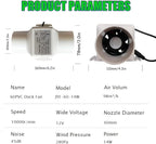 14W 2.3Inches Duct Inline Fan 60mm Mini Intake Fume Extractor Low Noise 57CFM Air Circulation Vent Blower for Fan Filter Grow Tent Ceiling Wall (Color : Adjustable Speed)
