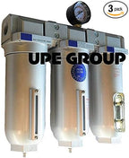 HEAVY DUTY INDUSTRIAL 3 STAGE COMPRESSED AIR CLEANER MOISTURE TRAP, COALESCING FILTER, DESICCANT DRYER (3/4" MANUAL DRAIN)