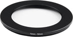 72mm Lens to 52mm Camera Lens Adapter 72mm to 52mm Step Down Ring Adapter Ring for All Brands of UV ND CPL, with Premium Lens Wiping Cloth 2 Pack (72mm-52mm)