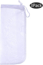ALEGI Media Filter Bag Aquarium Extra Fine,Reusable 180 Micron Drawstring Mesh Filter Bags for Very Fine Resins Filter (10"*3.9" (3 Pack))