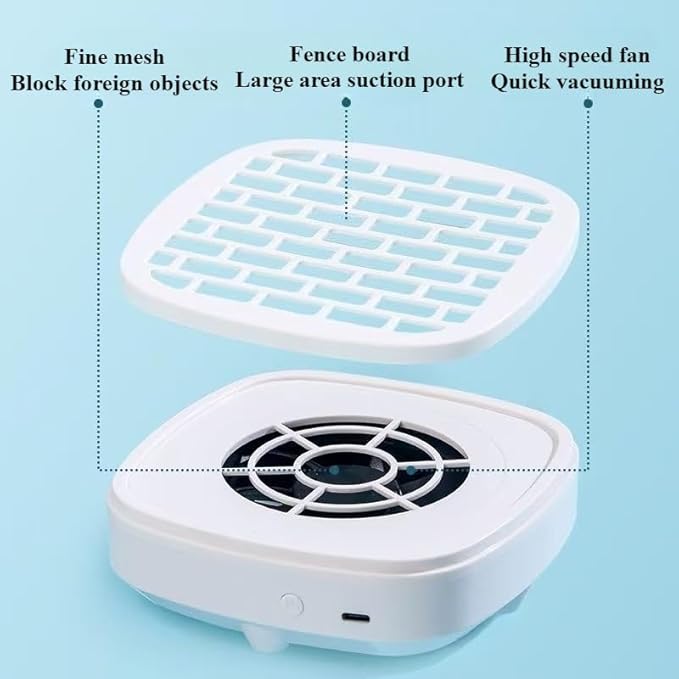 Mini Nail Dust Collector & Extractor Fan - Low Noise Portable Vacuum for Nail Drilling and Polishing, Compact Design with Magnetic Filter Cover for Home Salon (BLUE)