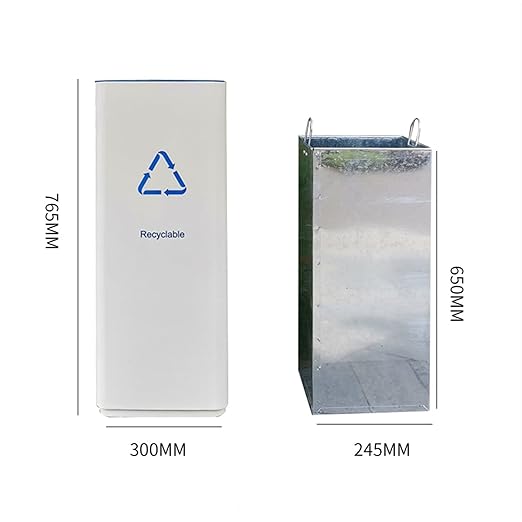 GLigeT Outdoor Trash can White Combined Trash Can Large-Capacity Square Sorting Trash Can Outdoor Direct Throw Trash Can Without Cover, Anti-Fingerprint Technology 48L Trash Can (Size : E)