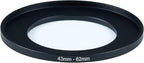 43mm to 62mm Step-Up Ring Filter Adapter for All Brands UV ND CPL Metal Ring Step-Up Rings Adapter Filter (43mm-62mm)
