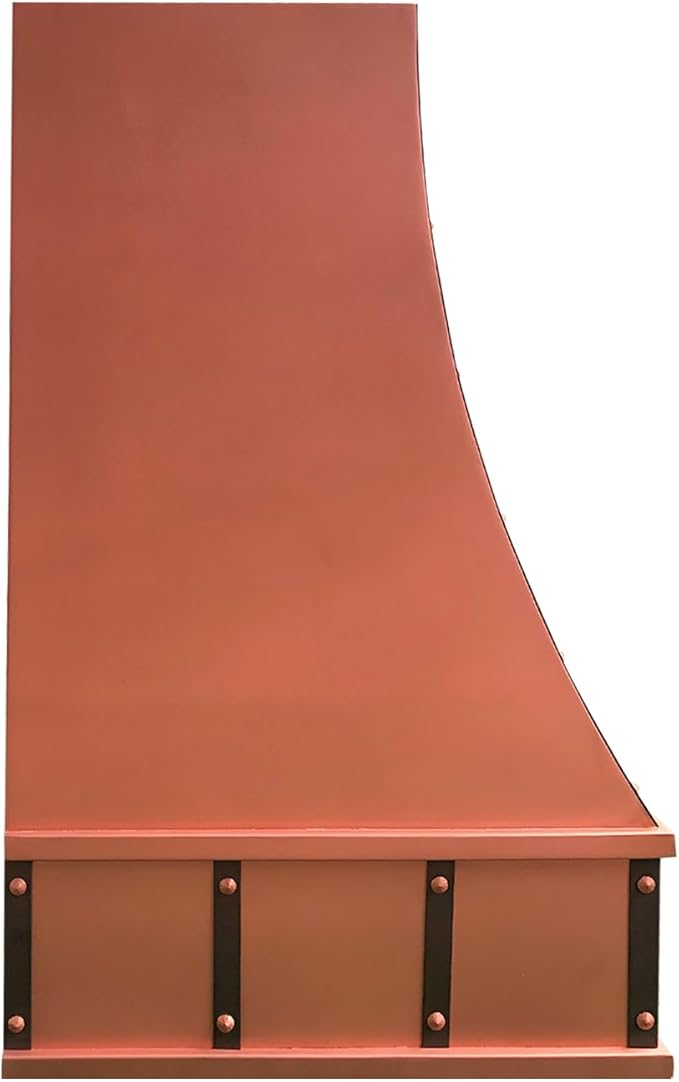 CT Copper Tailor Sloped Copper Vent Hood Wall Mount,42'' W,39''H, 1150 CFM Exhaust Fan,Stainless Steel Vent,LED Light,Dishwasher-Safe Baffle Filters,VH8TR1