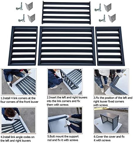 Aluminum Air Conditioner Cover, Privacy Fence Screen, Outdoor Condenser Protective Cover, Freestanding Louvered Space Divider, Trash Can Enclosure & Flower Stand, Suitable for Outdoo