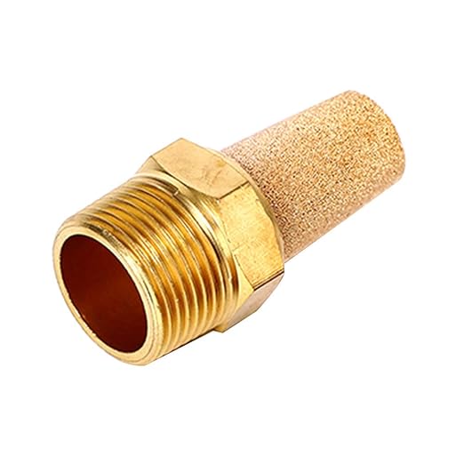 Beduan 3 Pcs Pneumatic Brass Exhaust Muffler Filter, 1/2" Male Thread Hex Sintered Silencer Air Line Fitting