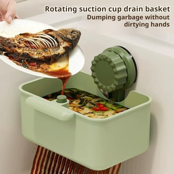 2Pcs Kitchen Sink Strainer Drainer Basket with Suction Cup,Food Waste Filter Basket,Sponge Brush Holder for Kit-chen Home,Efficient Kitchen Waste Management (Yellow)