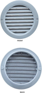 VENTS-US - 4" Round Plastic Vent Cover in Light Grey with Built-in Insect Screen Mesh and Flange for Air Supply or Exhaust Air Applications - Compatible with 4 Inch Diameter Ducts (2-Pack)