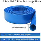 Eastrans 2" x 100 FT Heavy Duty Pool Backwash Hose, Reinforced PVC Lay Flat Discharge Hose, Weather Resistant & Burst Resistant with 2 Hose Clamps