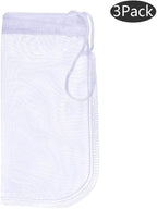 ALEGI Media Filter Bag Aquarium Extra Fine,Reusable 180 Micron Drawstring Mesh Filter Bags for Very Fine Resins Filter (7.5"*3.6" (3 Pack))