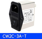IEC Power Filter, Inlet Power Socket, IEC Socket Power Filter with Built-in Fuse and Rocker Switch, Noise Suppression, Compatible with CW2C-3A-T/CW2B-6A-T/CW2B-10A-T (CW2C-6A-T)