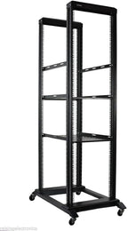 Raising Electronics Server Rack Open Frame 4 Post 19 inch Adjustable Server/Audio Rack Cold Rolled Steel (42U 31" with Shelves)