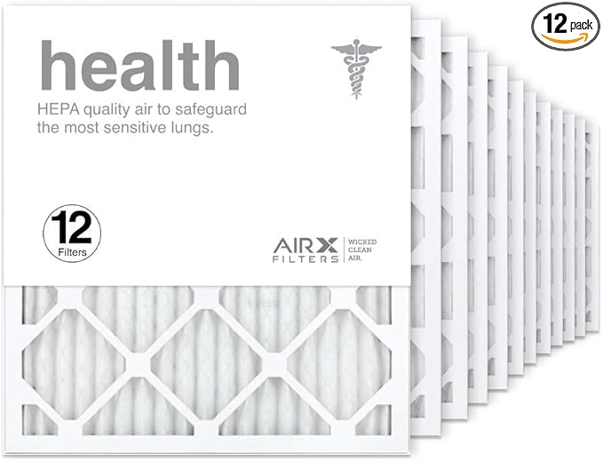 AIRx Filters 18x20x1 Air Filter MERV 13 Pleated HVAC AC Furnace Air Filter, Health 12-Pack, Made in the USA