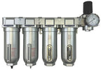 3/4" NPT Industrial (5-Stage) Moisture Removing Particulate Filter and Oil Removing Coalescing Filter and Two Desiccant Air Dryers and Air Pressure Regulator