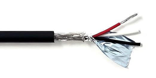 3C 22AWG AMSB Shielded Cable Wire (UL2464) - Highly Flexible Str TC, PVC Ins, OS+TC BRD, PVC JKT for CNC Machine, Stepper Motor, VFD Spindle (Matte Black 100FT)