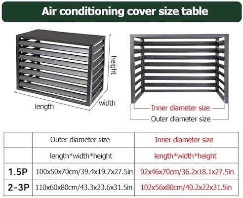 Aluminum Air Conditioner Cover Exterior Air Conditioning Unit Cover Air Conditioner Fence Screen Privacy Fence Trash Can Enclosure Outdoor Condenser Protective (Gray 110x60x80cm)