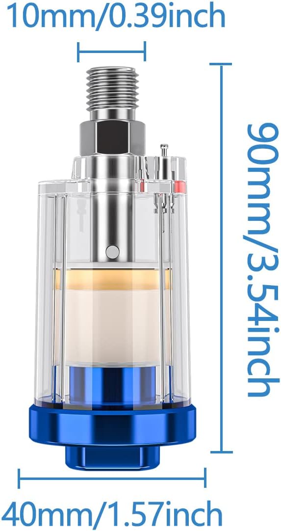 2 Pcs Water Oil Separator Mini in-Line Air Filter, 1/4 Inch NPT Inlet and Outlet Airbrush Filter Moisture Separator - Use on Compressor Air Line Hose, Air Tools, Paint Spray Guns