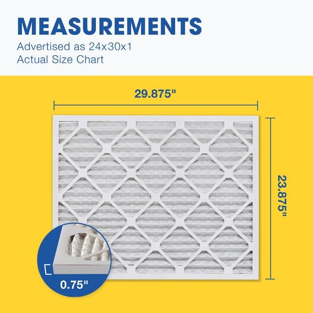 Aerostar 24x30x1 MERV 13 Pleated Air Filter, AC Furnace Air Filter, 4 Pack (Actual Size: 23 7/8" x 29 7/8" x 3/4")